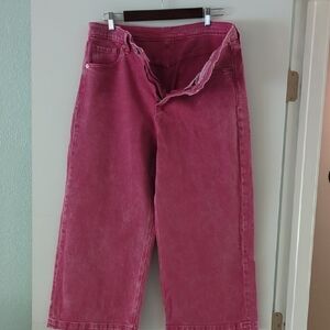 GAP Women's High-Rise Wide Leg Ankle Jeans - Rose Pink Sz 33/16